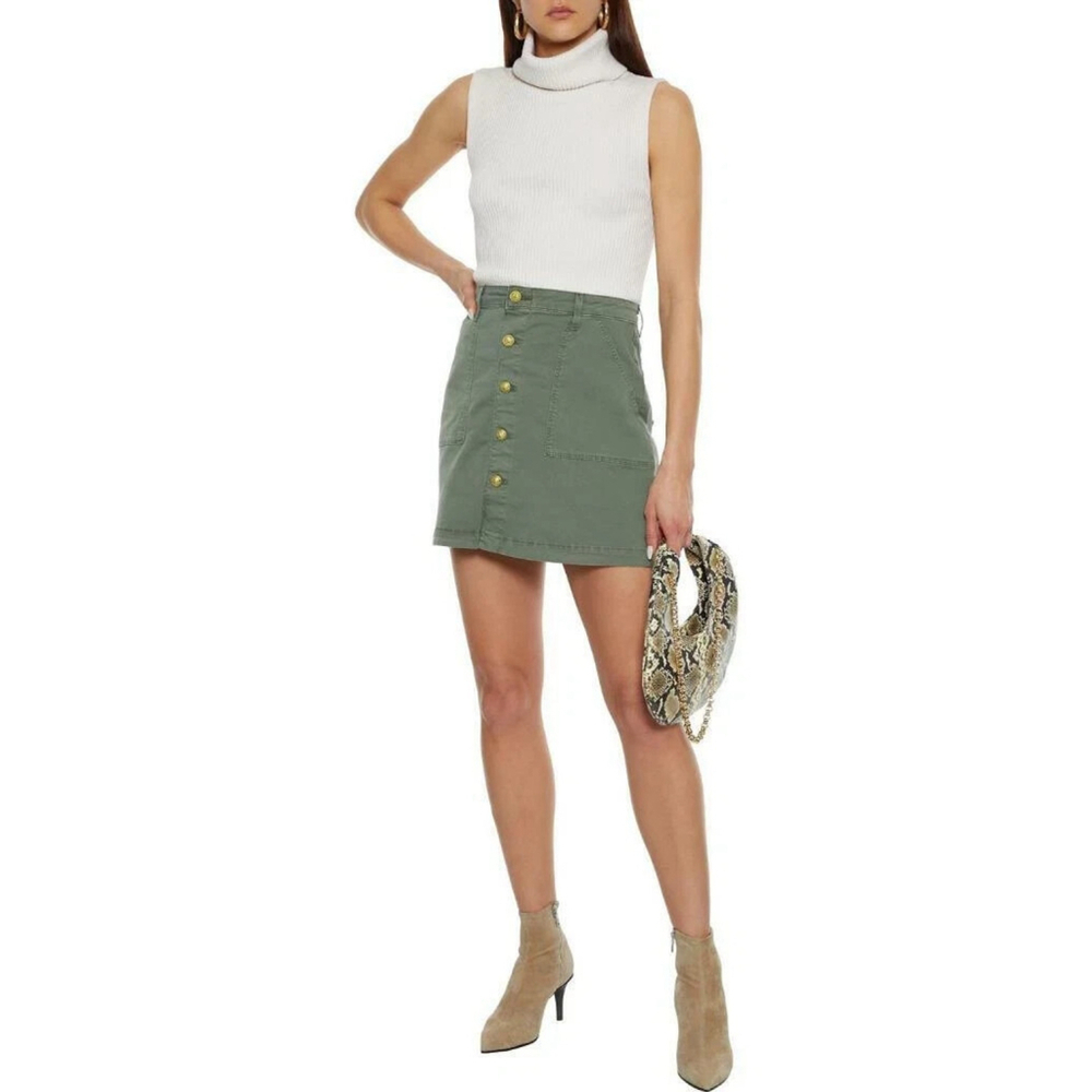 L'Agence Skirt Women 26 Green Mini Designer Trendy Y2K 90's Gold Hardware Casual